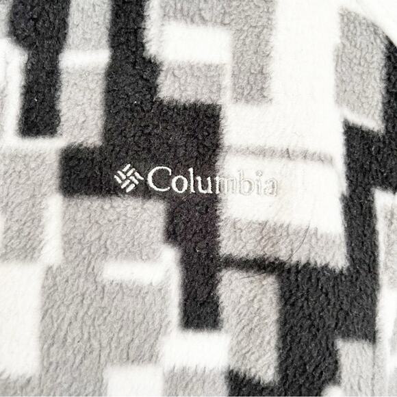 COLUMBIA Black, White & Gray Patterned Fleece Jacket, Size XL - Picture 8 of 10